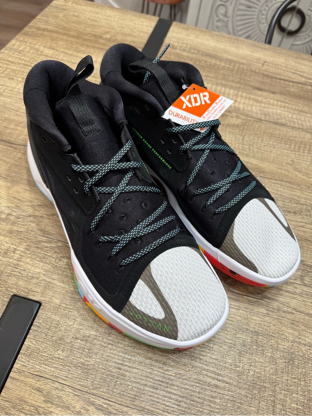 Jordan Men's Black, White and Green Basketball Shoes